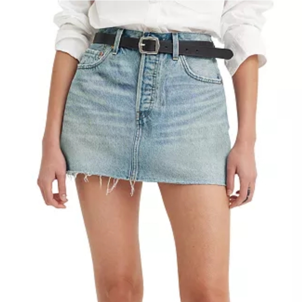 Levi's Icon Jean Skirt With Frayed Hem.